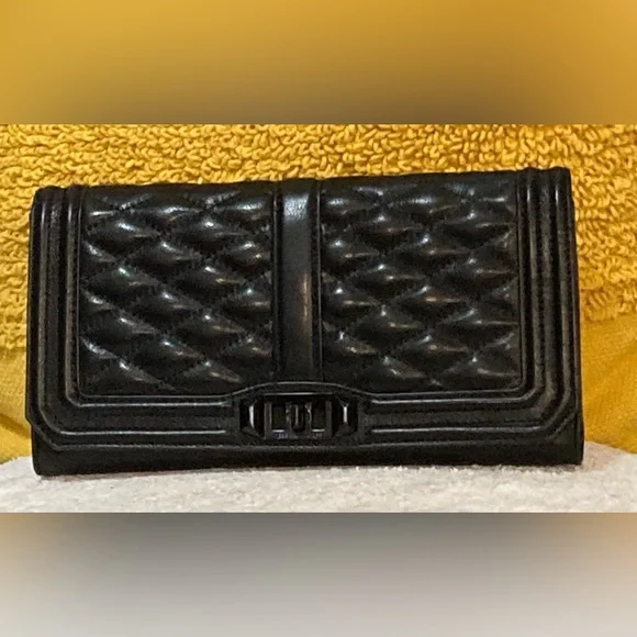 EUC - Rebecca Minkoff leather quilted crossbody purse with black/gold dust bag - Picture 2 of 16